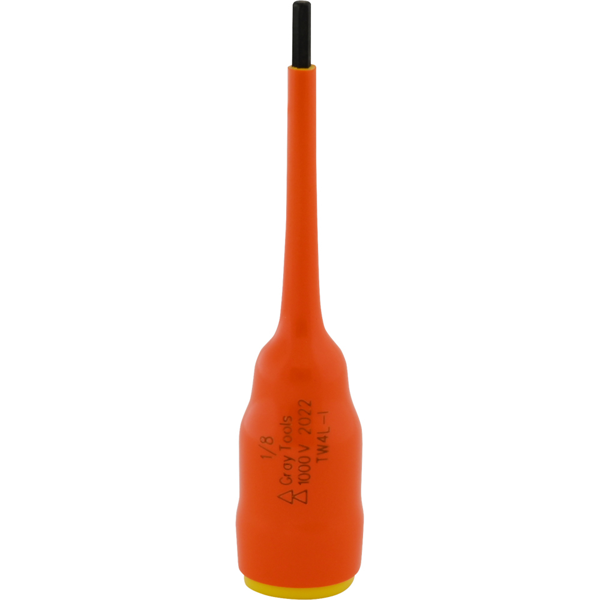 Gray Tools, 1/8in. X 3/8in. Drive Long Hex 1000V Insulated Socket, Socket Size 1/8 in, Drive Size 3/8 in, Model# TW4L-I